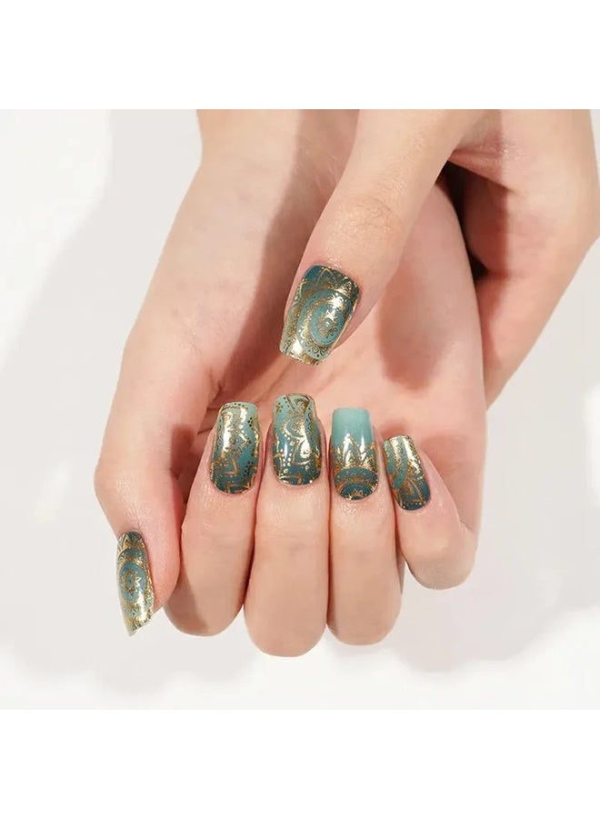 مجموعة كاملة من ملصقات جل الأظافر الممتازة مع معالجة بالأشعة فوق البنفسجية/LED | مجموعة عالية الجودة مع مبرد أظافر، ووسادات تنظيف، وأدوات خشبية، بجودة صالونات التجميل، سهلة الإزالة - Image 3